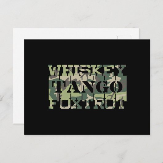 Carte Postale Whiskey Tango Foxtrot WTF Camouflage vert (Devant / Derrière)