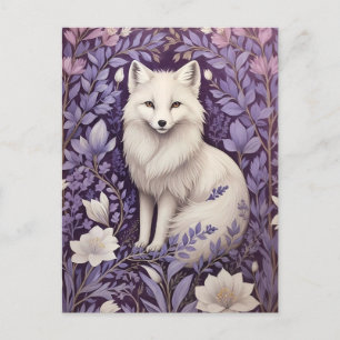 Carte Postale White Arctic Fox Lavender William Morris Fleurs