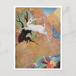 Carte Postale White Deer and Girl par Dorothy Lathrop