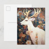Carte Postale White Deer Beautfiul Imaginaire Art (Devant / Derrière)