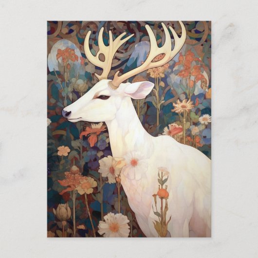 Carte Postale White Deer Beautfiul Imaginaire Art (Devant)