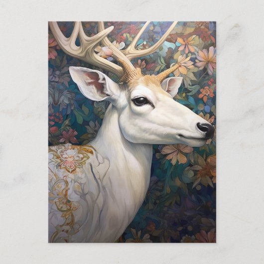 Carte Postale White Deer Beautfiul Imaginaire Art (Devant)