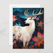 Carte Postale White Deer Beautfiul Imaginaire Art (Devant / Derrière)