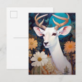 Carte Postale White Deer Beautfiul Imaginaire Art (Devant / Derrière)