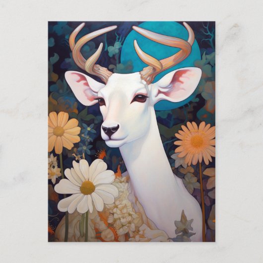 Carte Postale White Deer Beautfiul Imaginaire Art (Devant)