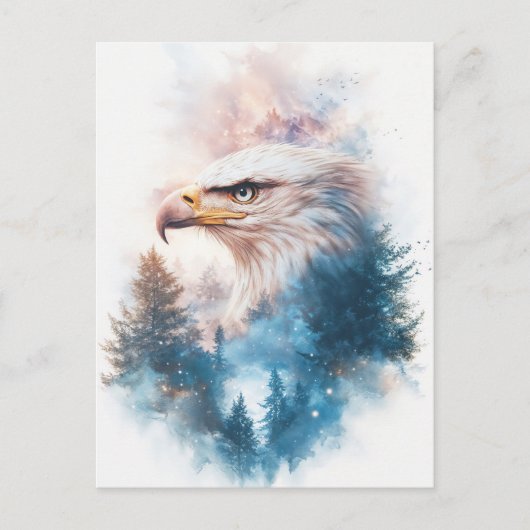 Carte Postale White Eagle and Evergreen Forest Sunset (Devant)