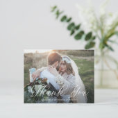 Carte Postale White Elegant Calligraphie Photo Mariage Merci (Debout devant)