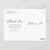Carte Postale White Elegant Calligraphie Photo Mariage Merci (Dos)
