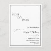 Carte Postale White Elegant Minimalist Wedding Save the Date (Devant)