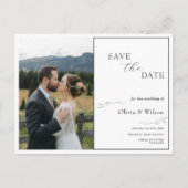 Carte Postale White Elegant Minimalist With Photo Save the Date (Devant)