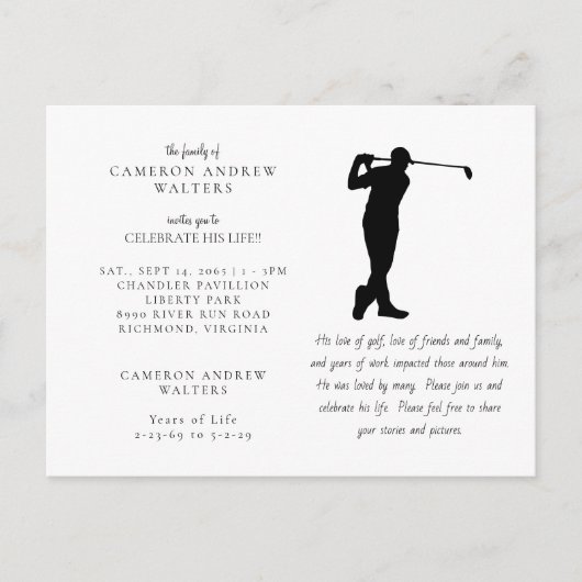 Carte Postale White Golf Celebration of LIfe (Devant)