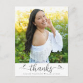 Carte Postale White Graduation Photo Script Coeurs Merci (Devant)