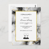 Carte Postale White Gray Marble with Gold Ribbon (Devant / Derrière)