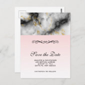 Carte Postale White Gray Marble with Gold Ribbon (Devant / Derrière)