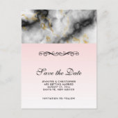 Carte Postale White Gray Marble with Gold Ribbon (Devant)