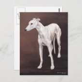 Carte postale White Greyhound Dog Art (Devant / Derrière)