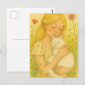 Carte Postale White Kitty Chat Maman (Devant / Derrière)