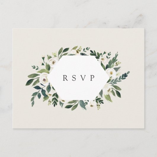 Carte Postale White Peony Floral Mariage Meice Choice RSVP (Devant)