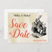 Carte Postale White Rabbit Alice in Wonderland Enregistrer la da (Devant / Derrière)