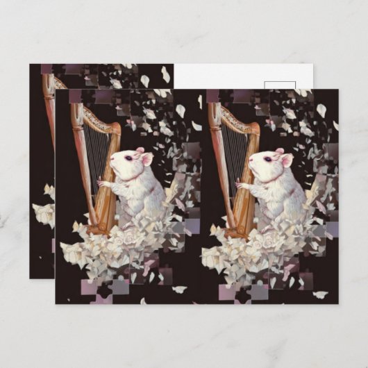 Carte Postale White Rat Fantasy Postcard – Elegant & Minimal (Devant / Derrière)