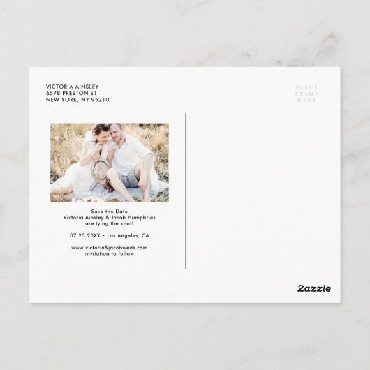 Carte Postale White Rustic Whimsical Script Photo Enregistrer la (Dos)