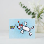 Carte Postale White Schnauzer Snorkeling Off-Leash Art™ (Debout devant)