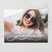 Carte Postale White Script GRADUATE Photo Save the Date (Devant)