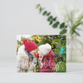 Carte Postale White Script HAPPY HOLIDAYS Photo Overlay (Debout devant)