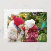 Carte Postale White Script HAPPY HOLIDAYS Photo Overlay (Devant / Derrière)