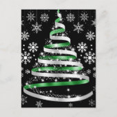 Carte Postale White Snowflake Silver Green Ribbon Christmas Tree (Devant)