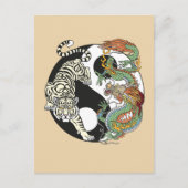 Carte Postale White tiger versus green dragon in the yin yang (Devant)