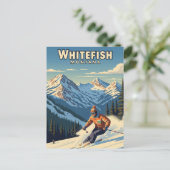 Carte Postale Whitefish Montana Skier Travel (Debout devant)