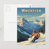 Carte Postale Whitefish Montana Skier Travel (Devant / Derrière)