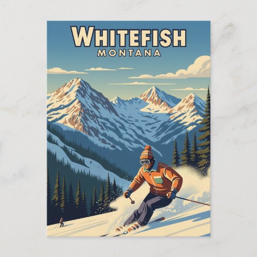 Carte Postale Whitefish Montana Skier Travel (Devant)
