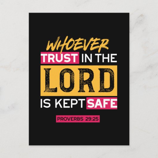 Carte Postale Whoever Trusts in the Lord Is Kept Safe Quote (Devant)