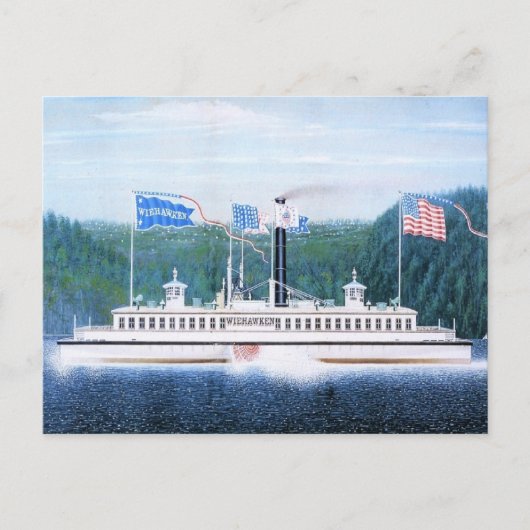 Carte Postale Wiehawken ferry à vapeur 1868 (Devant)