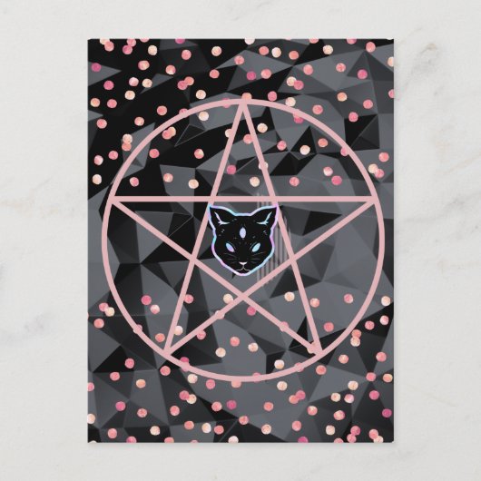 Carte Postale WiizyWitch Magic Witch Cosmic Chat Pentacle Magick (Devant)