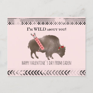 Carte Postale Wild About You Classroom Valentine Buffalo Cupid