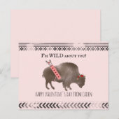 Carte Postale Wild About You Classroom Valentine Buffalo Cupid (Devant / Derrière)