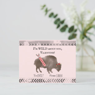 Carte Postale Wild About You Valentine Bison Buffalo Cupid