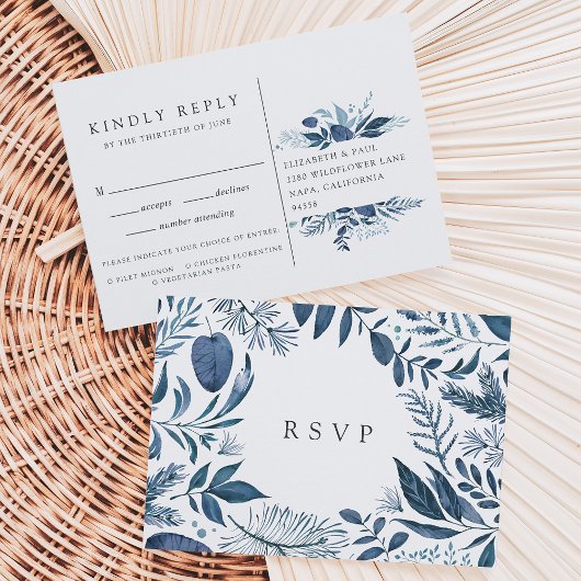 Carte postale Wild Azure RSVP avec choix de repas