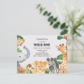 Carte Postale Wild One Jungle Camping Thème 1er anniversaire Inv (Debout devant)