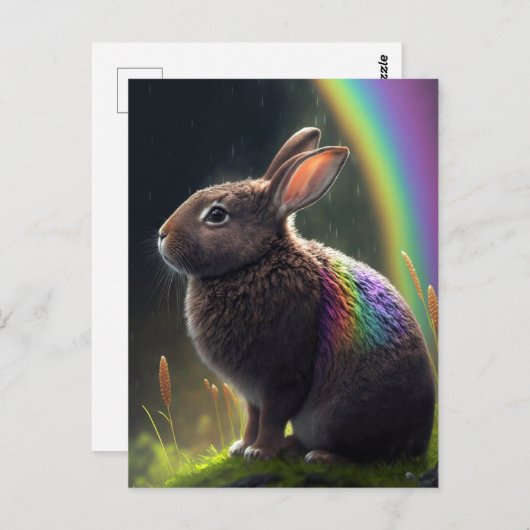 Carte postale Wild Rainbow Rabbit (Devant / Derrière)
