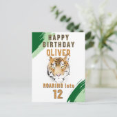 Carte Postale Wild Tiger Head Watercolor Birthday  (Debout devant)