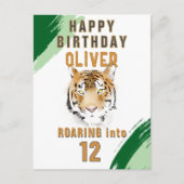 Carte Postale Wild Tiger Head Watercolor Birthday  (Devant)