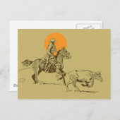 Carte Postale Wild West Cowboy au travail (Devant / Derrière)