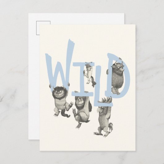 Carte Postale WILD | Wild Things et Max - Bleu (Devant / Derrière)