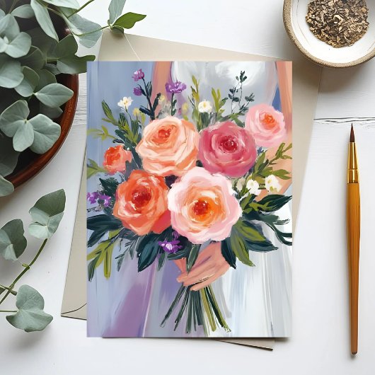 Carte Postale Wildflower Bridal Bouquet | Floral Wedding Bride