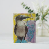Carte Postale Wildlife Blue Footed Bird mixed media collage (Debout devant)