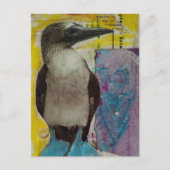 Carte Postale Wildlife Blue Footed Bird mixed media collage (Devant)